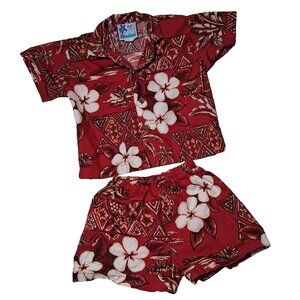 RJC Sportswear Youth 24M Hawaiian Shirt Shorts Set Rust Aloha Beach Tropical